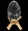 Septarian Dragon Egg Geode - Black Crystals #72098-1